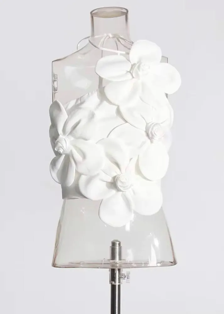 Stacy 3D Floral Decor Crop Top