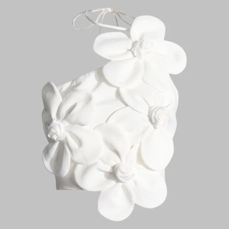 Stacy 3D Floral Decor Crop Top