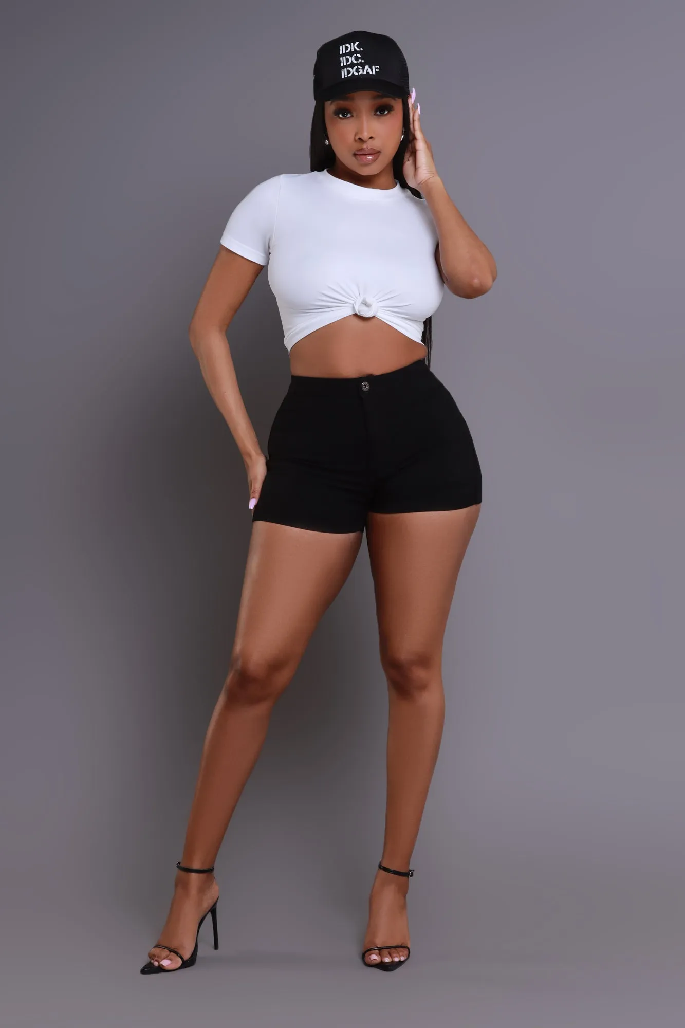 Super Swank High Waist Stretchy Shorts - Black