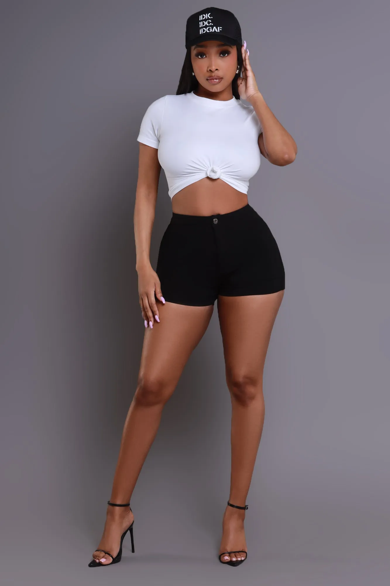 Super Swank High Waist Stretchy Shorts - Black