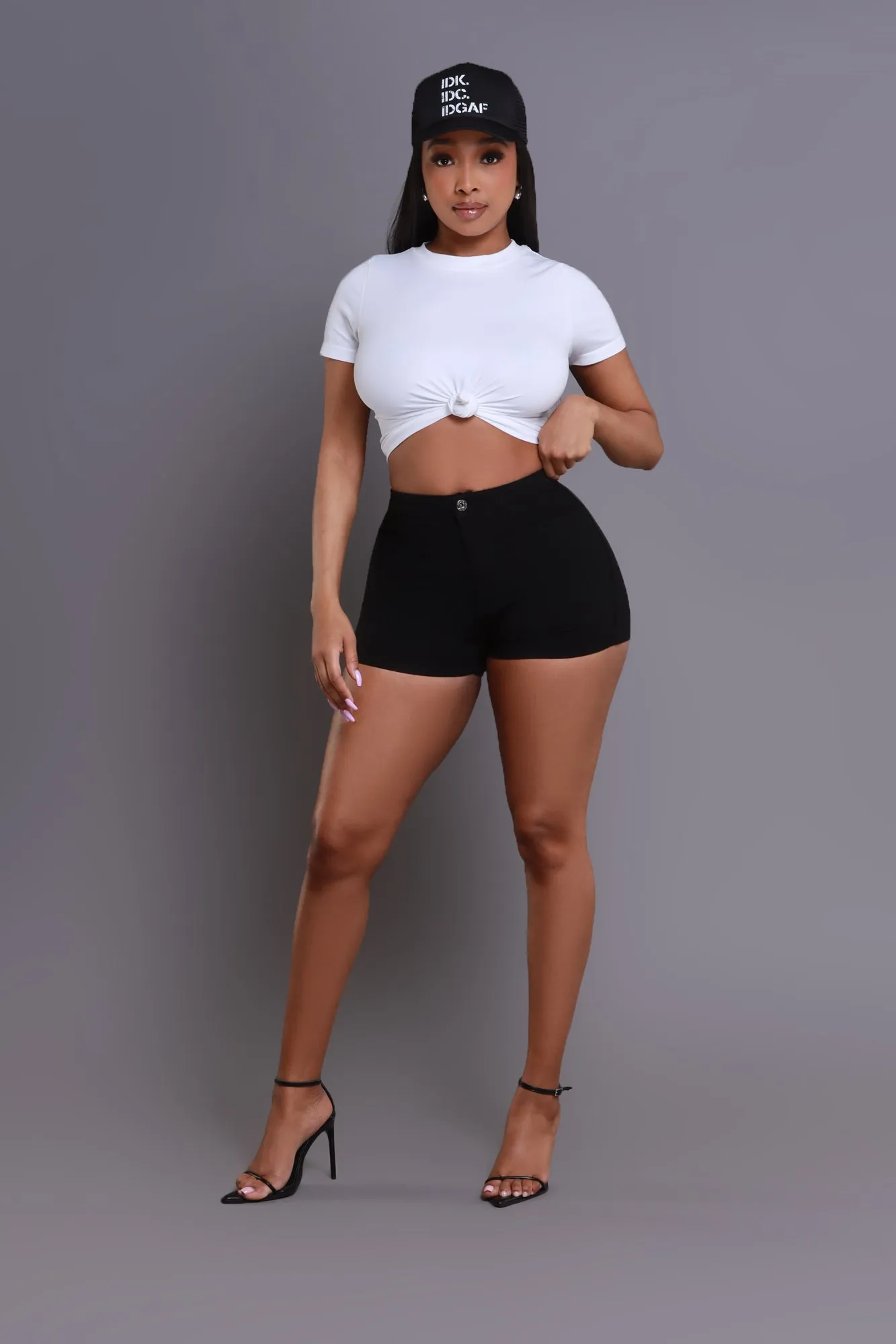 Super Swank High Waist Stretchy Shorts - Black