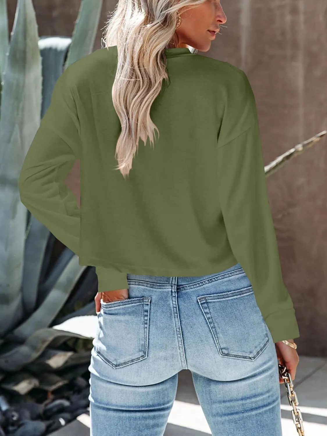 Tankaneo Womens V Neck Cropped T Shirts Casual Summer Crop Tops Half Sleeve Solid Color Crop Baisc Tees