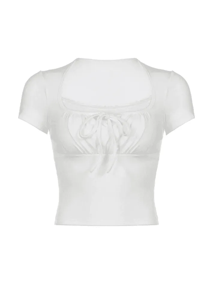 Tie Front White Crop Top
