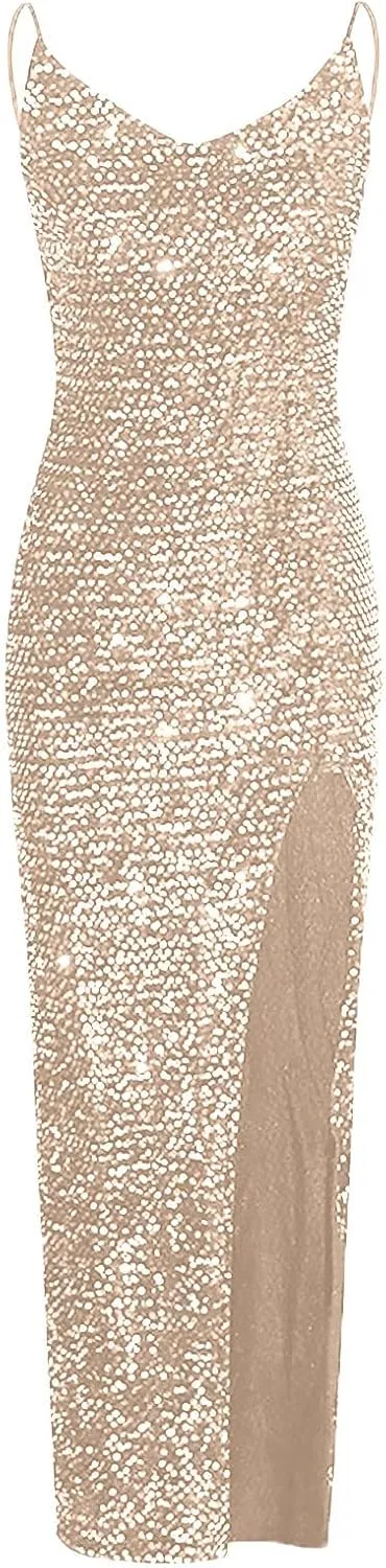 Wedding Guest Dresses for Women Cocktail Dress Sequin Party Dresses 2024 Cold Shoulder Maxi Dress Plus Size Sexy Dress