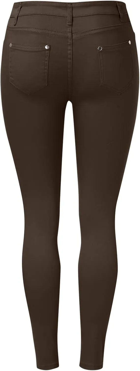 Women High Waist Skinny Pant Stretchy Slim Pull On Cotton Pencil Trouser Comfy Butt Lifting Tight Legging with Pocket
