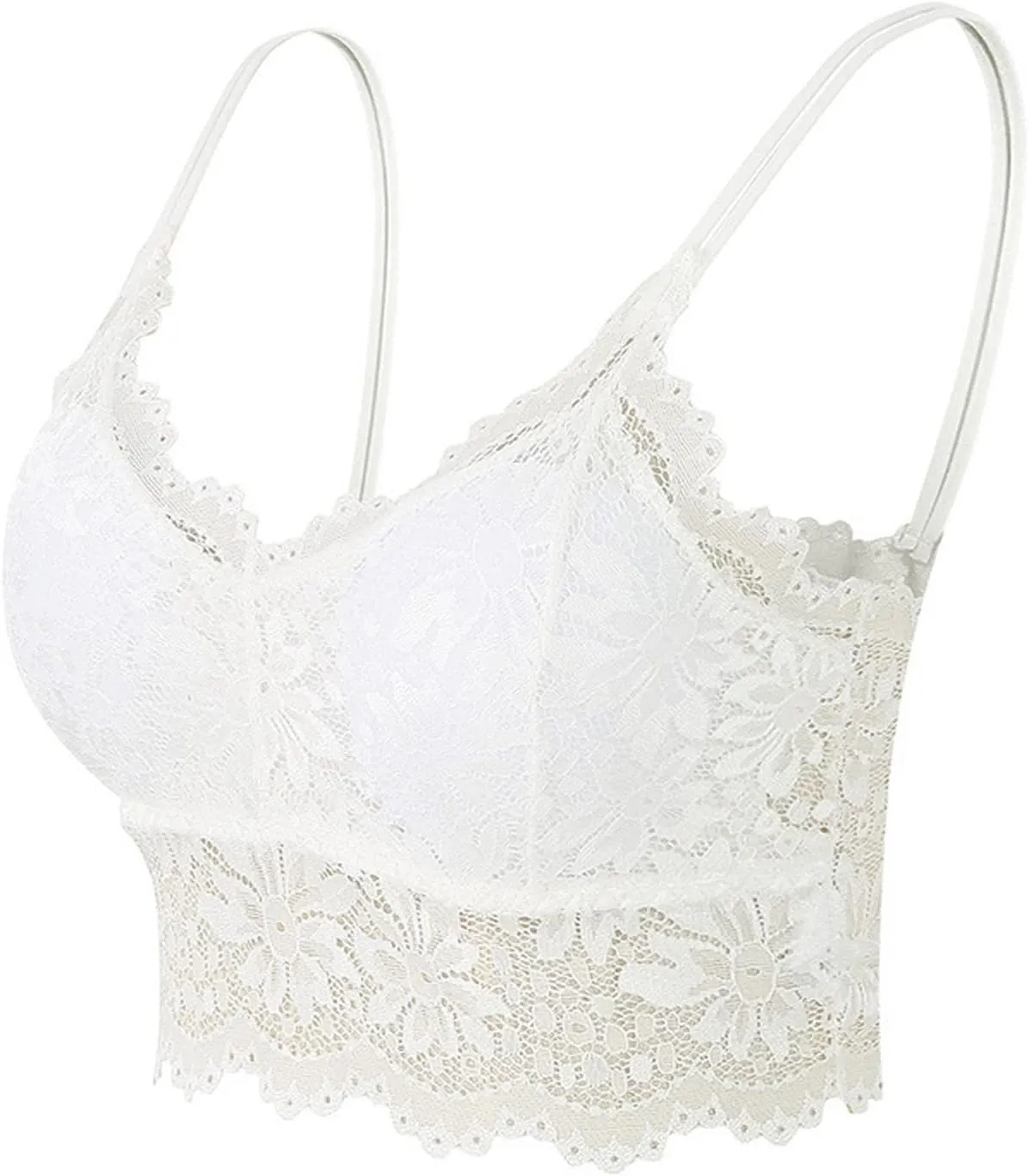 Women Lace Bra Sexy Seamless Breathable Comfortable Bralettes Wireless Bralette Strappy Padded Bandeau Bra Crop Top