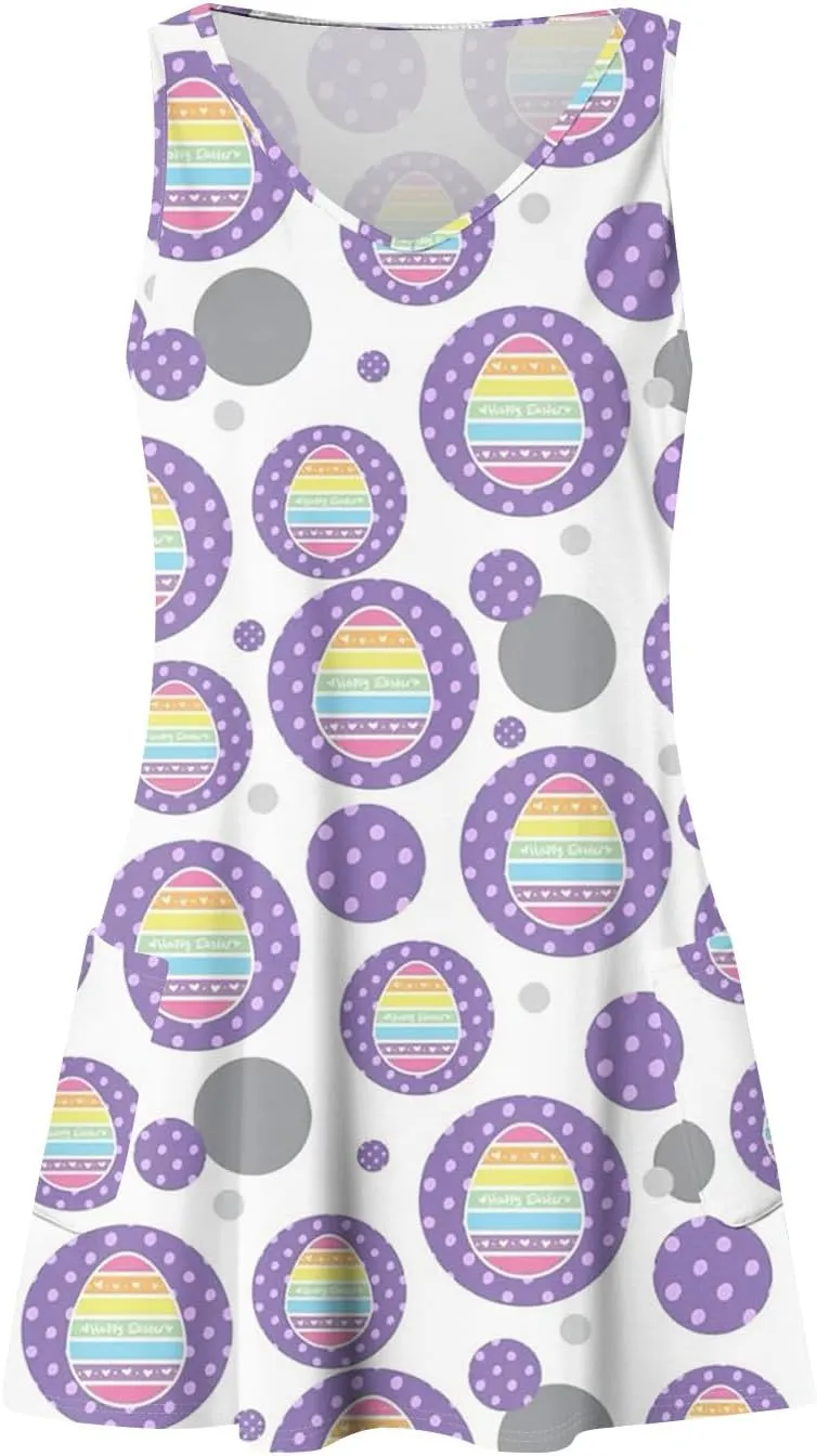 Women Summer Dresses V Neck 2025 Swimsuit Coverup Beach Printed Dress with Pocket Sleeveless Casual Sundress