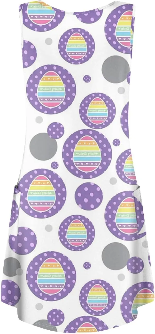 Women Summer Dresses V Neck 2025 Swimsuit Coverup Beach Printed Dress with Pocket Sleeveless Casual Sundress