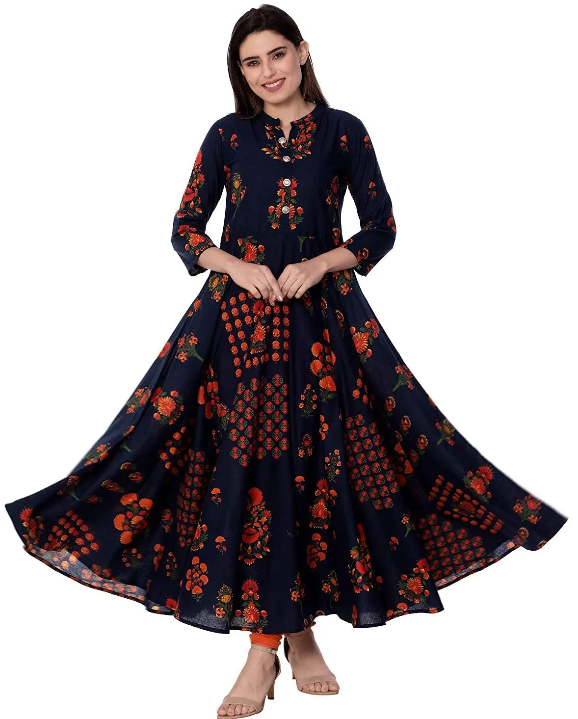 Womens Printed Cotton Anarkali kurta
