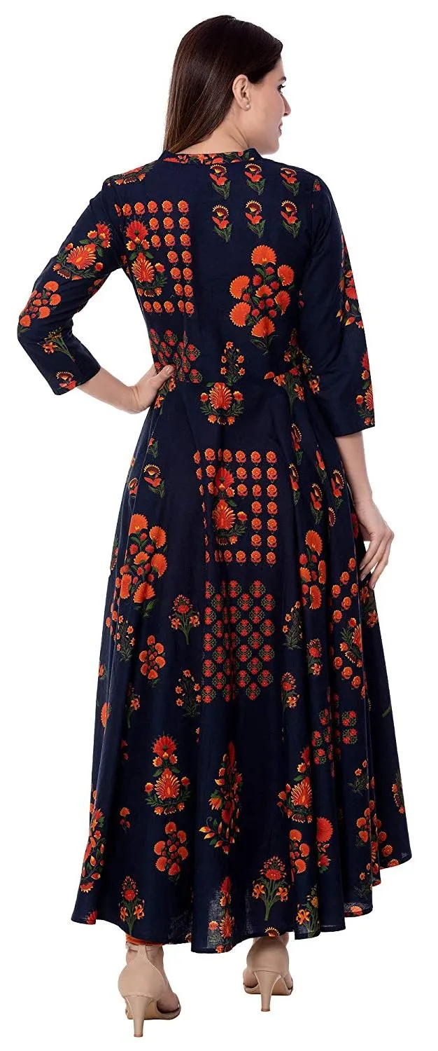 Womens Printed Cotton Anarkali kurta