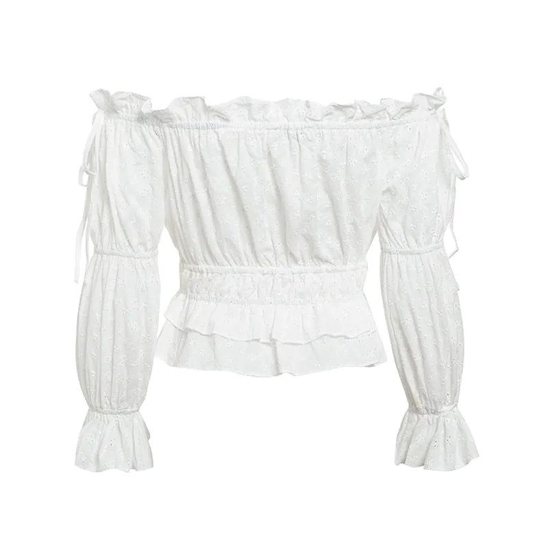 Women's Summer Casual Long-Sleeved Off-Shoulder Crop Top