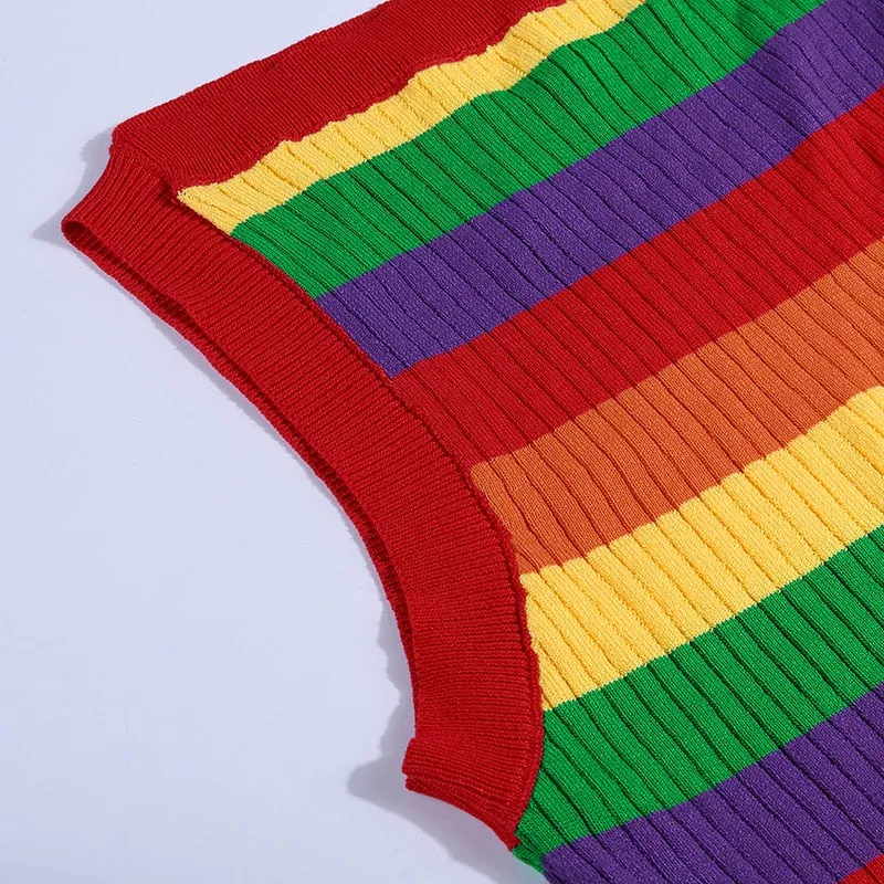 Women's Summer Ribbed Knitted Striped Crop Top