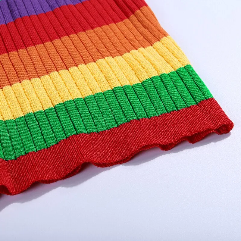 Women's Summer Ribbed Knitted Striped Crop Top