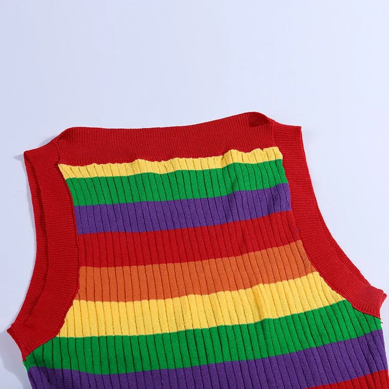 Women's Summer Ribbed Knitted Striped Crop Top