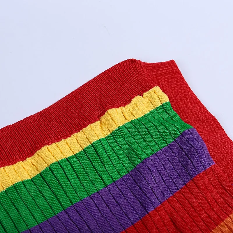 Women's Summer Ribbed Knitted Striped Crop Top