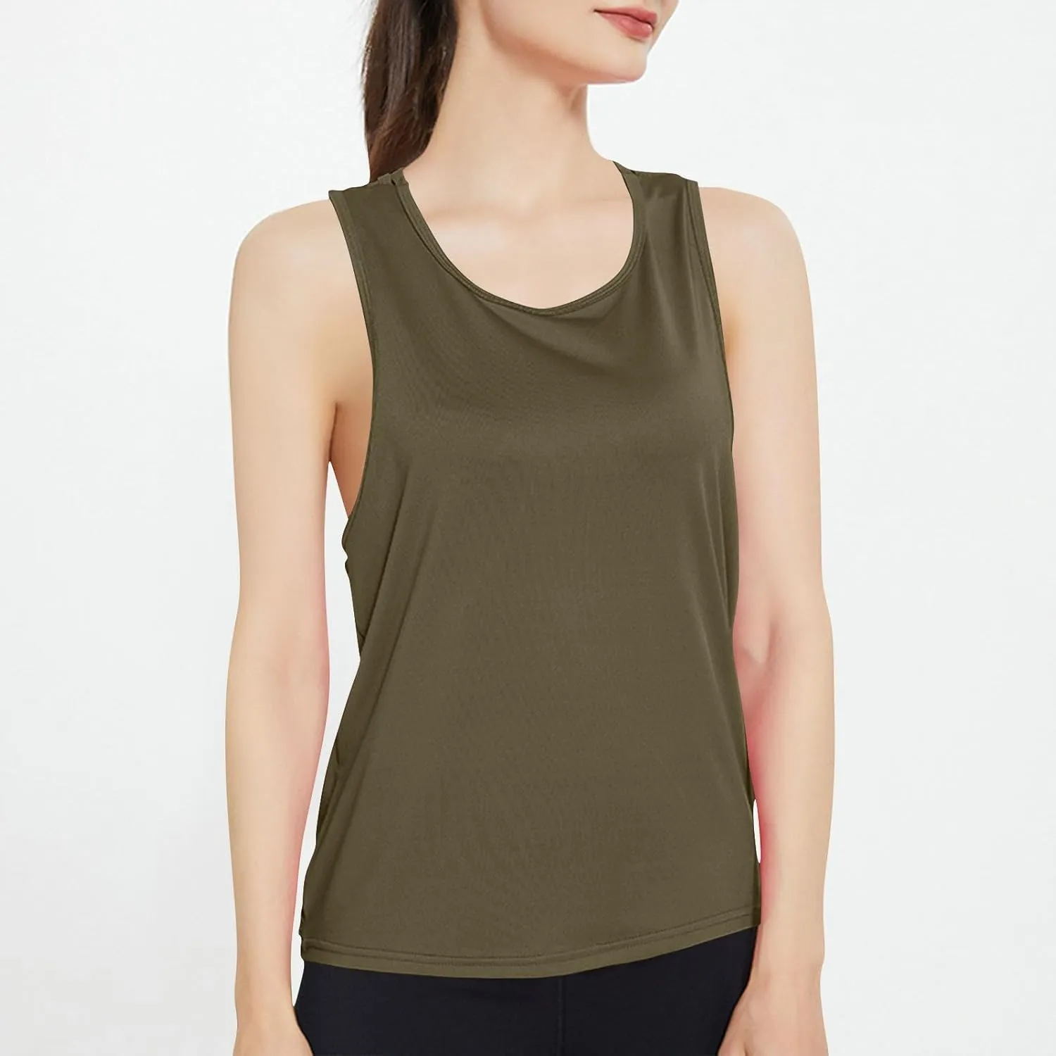 Women's Summer Sports Workout Tank Tops, Fashion Loose Comfy Racerback Sleeveless Breathable Yoga Shirts