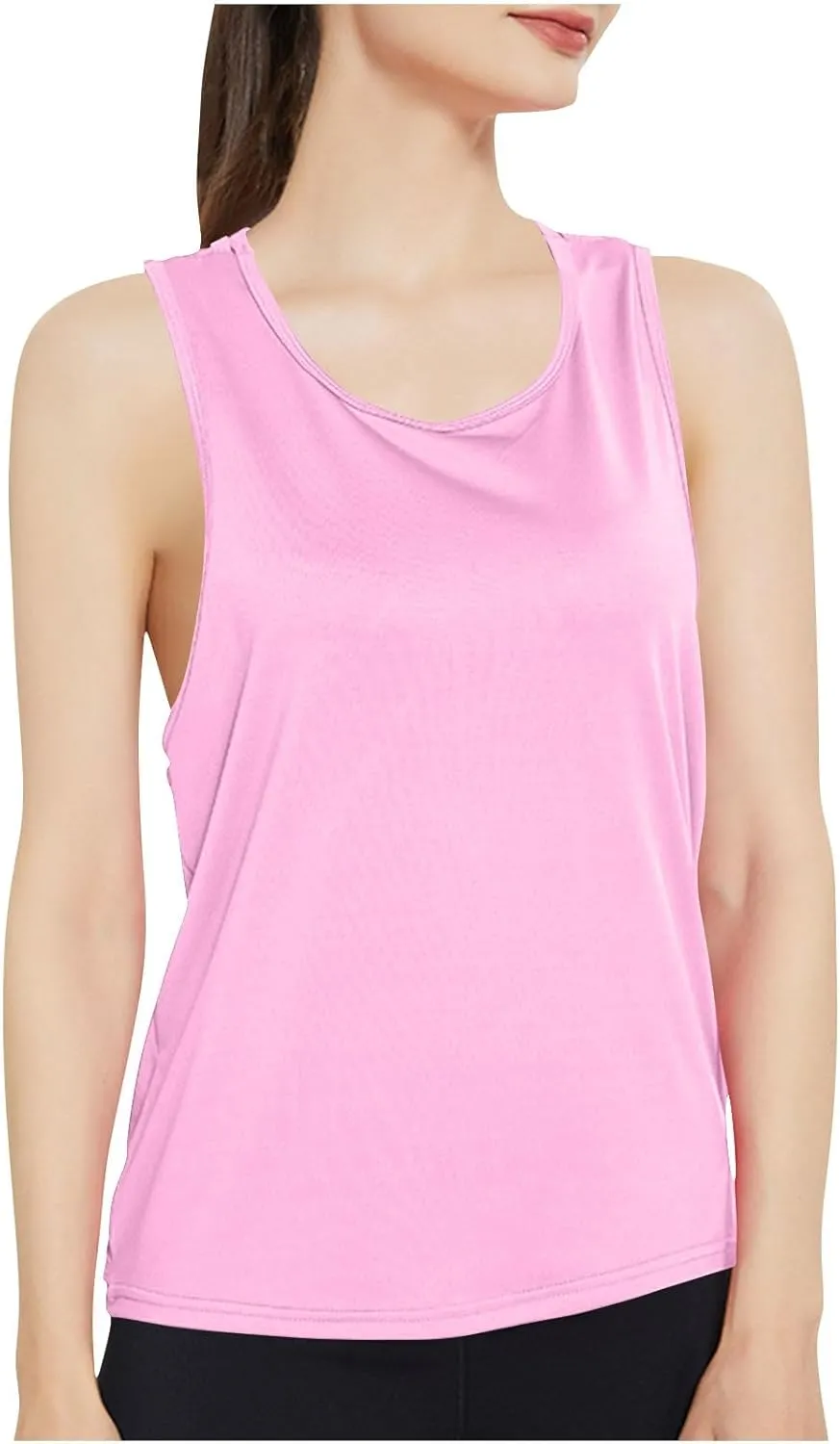 Women's Summer Sports Workout Tank Tops, Fashion Loose Comfy Racerback Sleeveless Breathable Yoga Shirts