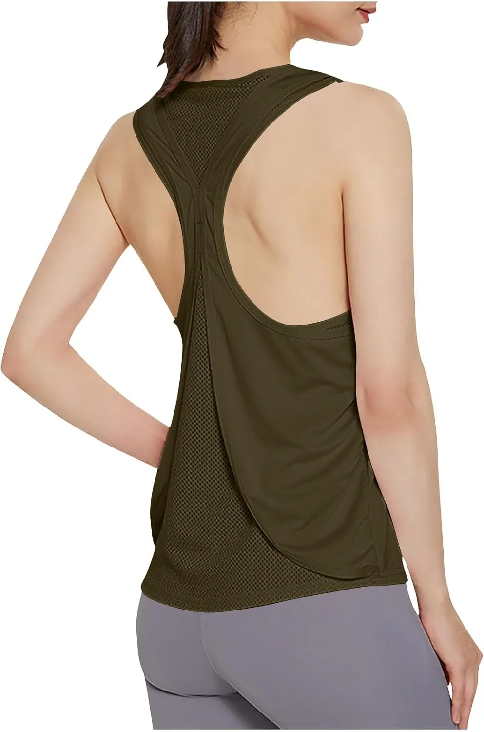 Women's Summer Sports Workout Tank Tops, Fashion Loose Comfy Racerback Sleeveless Breathable Yoga Shirts