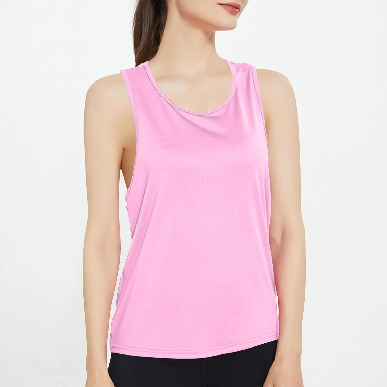 Women's Summer Sports Workout Tank Tops, Fashion Loose Comfy Racerback Sleeveless Breathable Yoga Shirts