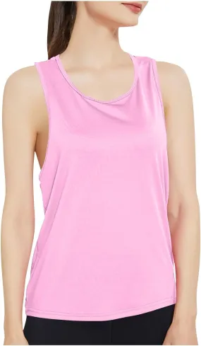 Women's Summer Sports Workout Tank Tops, Fashion Loose Comfy Racerback Sleeveless Breathable Yoga Shirts