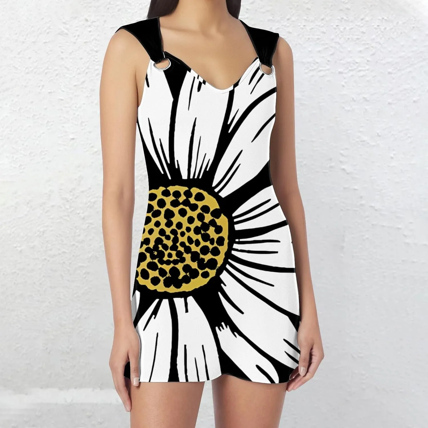 XOWRTE 2025 Summer Women's Chic and Elegant Sleeveless Skirt V Neck Loop Knee Length Casual Beach Wrap Dresses